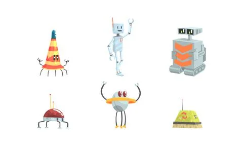 Funny Robots Collection, Android Assistant, Artificial Intelligence Worker イラスト素材