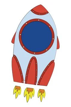 Funny rocket on white background Stock Illustration