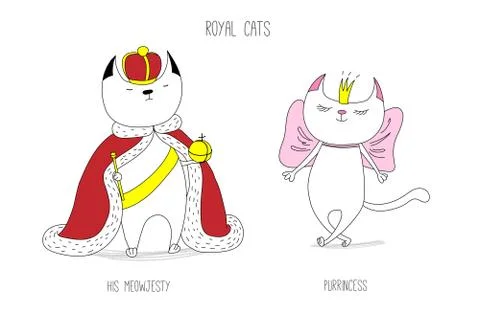 Funny royal cats Stock Illustration