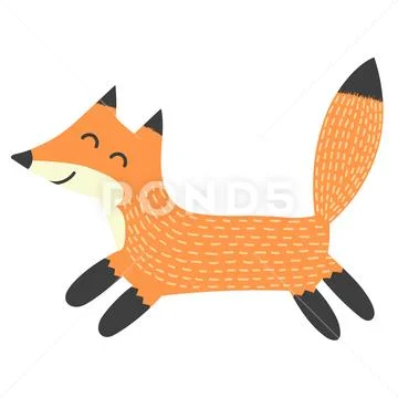 Funny running fox. Isolated element Stock Illustration