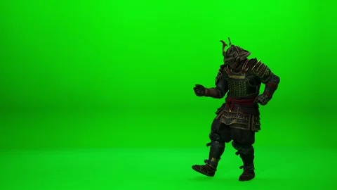 Funny Samurai Warrior Dance VFX Asset Stock Footage 322100316