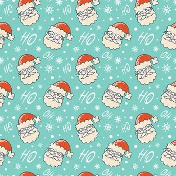 Funny Santa Claus. Seamless pattern. Cute Christmas characters in retro cartoon Stock Illustration