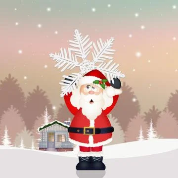Funny Santa Claus with snowflake Stock Illustration