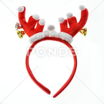 Funny santa reindeer headband isolated on white background. Stock Photos