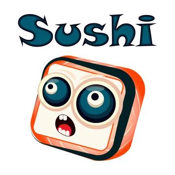 Funny sashimi vector cartoon character. Cute sashimi faces Stock Illustration