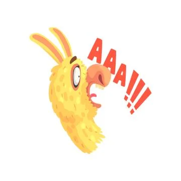 Funny scared llama character screaming, cute alpaca animal cartoon vector Illustrazione stock