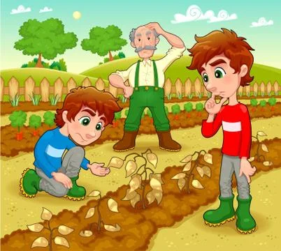 Funny scene in the vegetable garden. Stock-Illustration