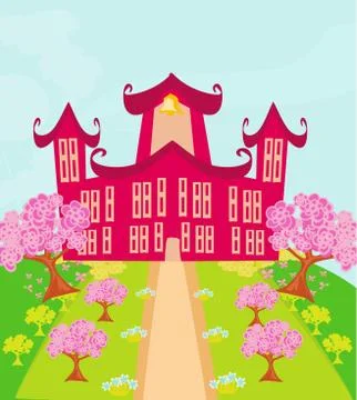 Funny school building Ilustración de archivo