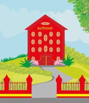 Funny school building Ilustración de archivo
