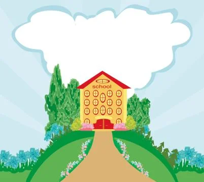 Funny school building Ilustración de archivo
