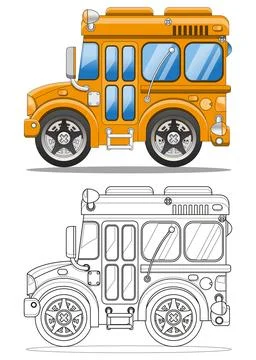 Funny school bus. Illustrazione stock