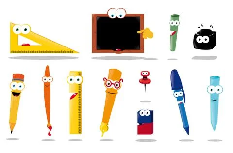 Funny school equipment Illustrazione stock