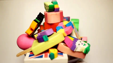 Funny school erasers Video stock 35741601