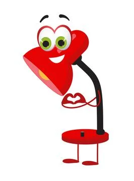 Funny School Table Lamp with eyes on white background Stock Illustration