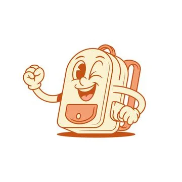 Funny schoolbag back to school cartoon character dancing isometric vector i.. Stock Illustration
