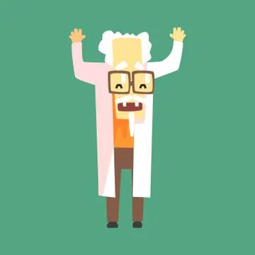 Funny Scientist In Lab Coat With A Goatee Stock Illustration