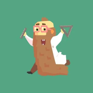 Funny Scientist In Lab Coat With Long Bead Running Stock Illustration