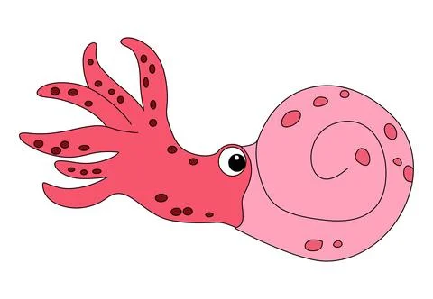 Funny sea octopus smiling vector illustration Stock Illustration