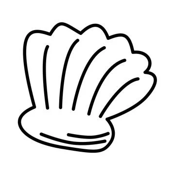 Funny sea shell in hand drawn doodle syule. Cute underwater animal. Vector il イラスト素材