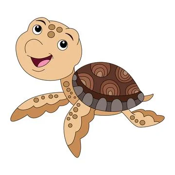 Funny sea turtle on white background Stock Illustration