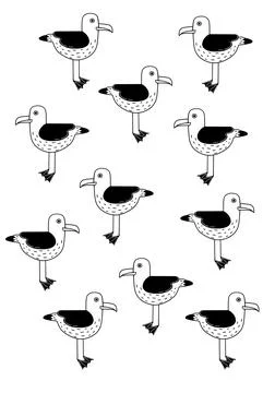 Funny seagull pattern. Hand drawn illustration. Stock Illustration