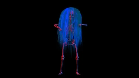 Funny seamless animation of an dancing skeleton with a long wig. Halloween Stock Footage 118087692