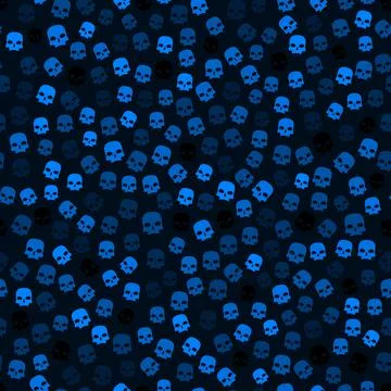 Funny seamless azure blue scull pattern background for Halloween 스톡 일러스트