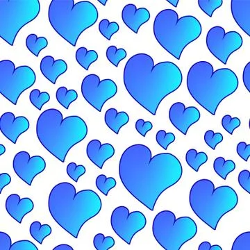 Funny seamless blue valentine pattern with cartoon gradient hearts Stock Illustration