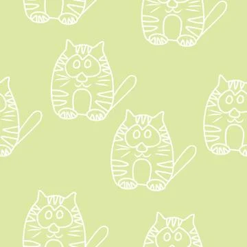 Funny Seamless pattern with cat. Baby cat vector pattern. Cartoon vector seam Stock Illustration