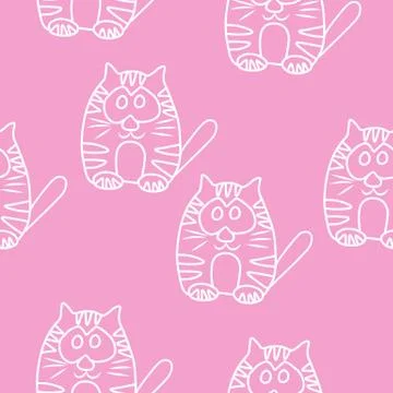 Funny Seamless pattern with cat. Baby cat vector pattern. Cartoon vector seam Illustrazione stock