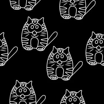 Funny Seamless pattern with cat. Baby cat vector pattern. Cartoon vector seam Stock Illustration