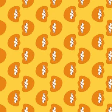 Funny seamless pattern with doodle abstract kids figures elements. Yellow bac Stock Illustration