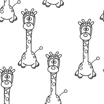 Funny Seamless pattern with giraffe. Baby giraffe vector pattern. Cartoon vec Stock Illustration