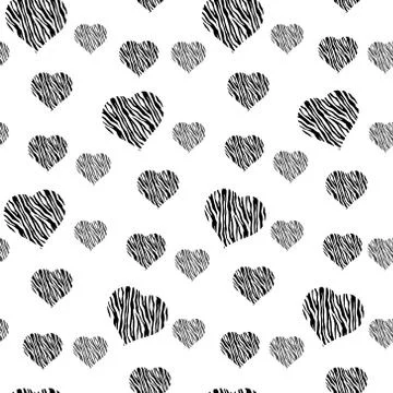 Funny seamless pattern with hearts. Heart seamless pattern. Colorful black he Stock Illustration