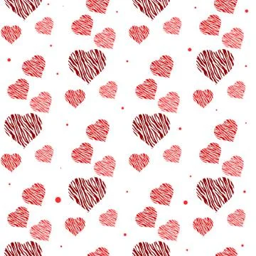 Funny seamless pattern with hearts. Heart seamless pattern. Colorful red hear Stock Illustration