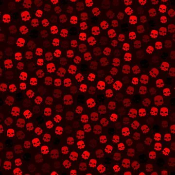 Funny seamless red ruby fire scull pattern background for Halloween Stock Illustration