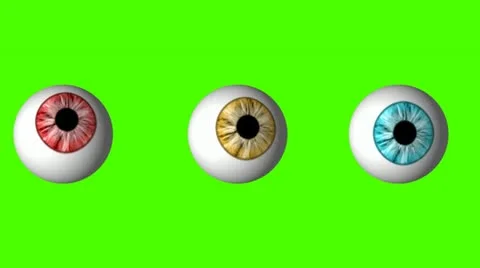 Funny Set of Eyeballs looking around on a Green Screen Background Stock Footage 14437952