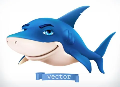 Funny shark. 3d vector icon Stock Illustration