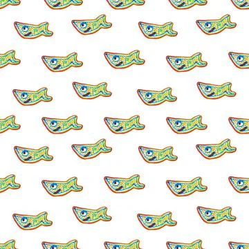Funny Shark Drawing Seamless Pattern Conversational seamless pattern desig... Stock Photos