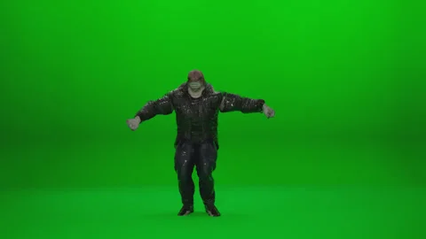 Funny Shark Leather Jacket Green Screen Dance Stock Footage 324553258
