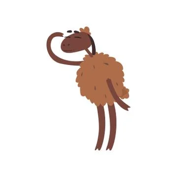 Funny sheep character standing on two legs and looking into the distance cartoon Stock Illustration