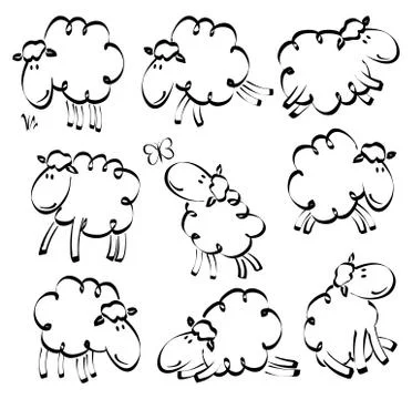 Funny sheep drawing Stock Illustration