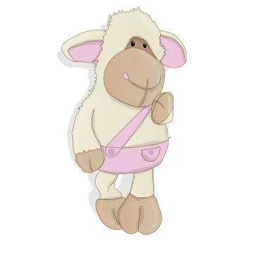 Funny sheep posing isolated on white background Stock Illustration
