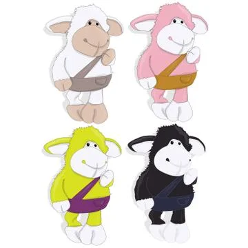 Funny sheep posing isolated on white background Stock Illustration
