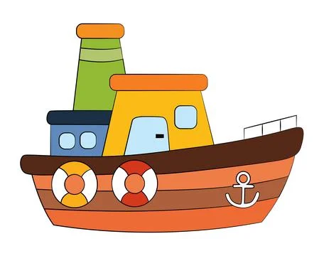 Funny ship isolated on white background Stock Illustration
