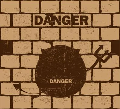 Funny sign of the devil. retro. vector Stock Illustration