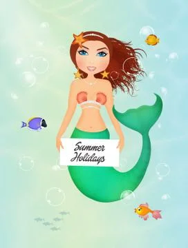Funny siren with card Stock Illustration