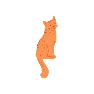 Funny sitting red cat flat style, vector illustration Stock Illustration