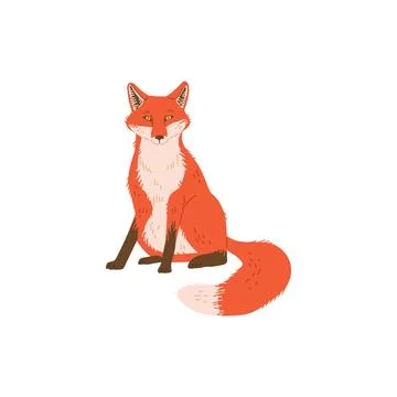 Funny sitting red fox flat style, vector illustration Stock Illustration