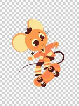 Funny Skating Mouse Stock Illustration